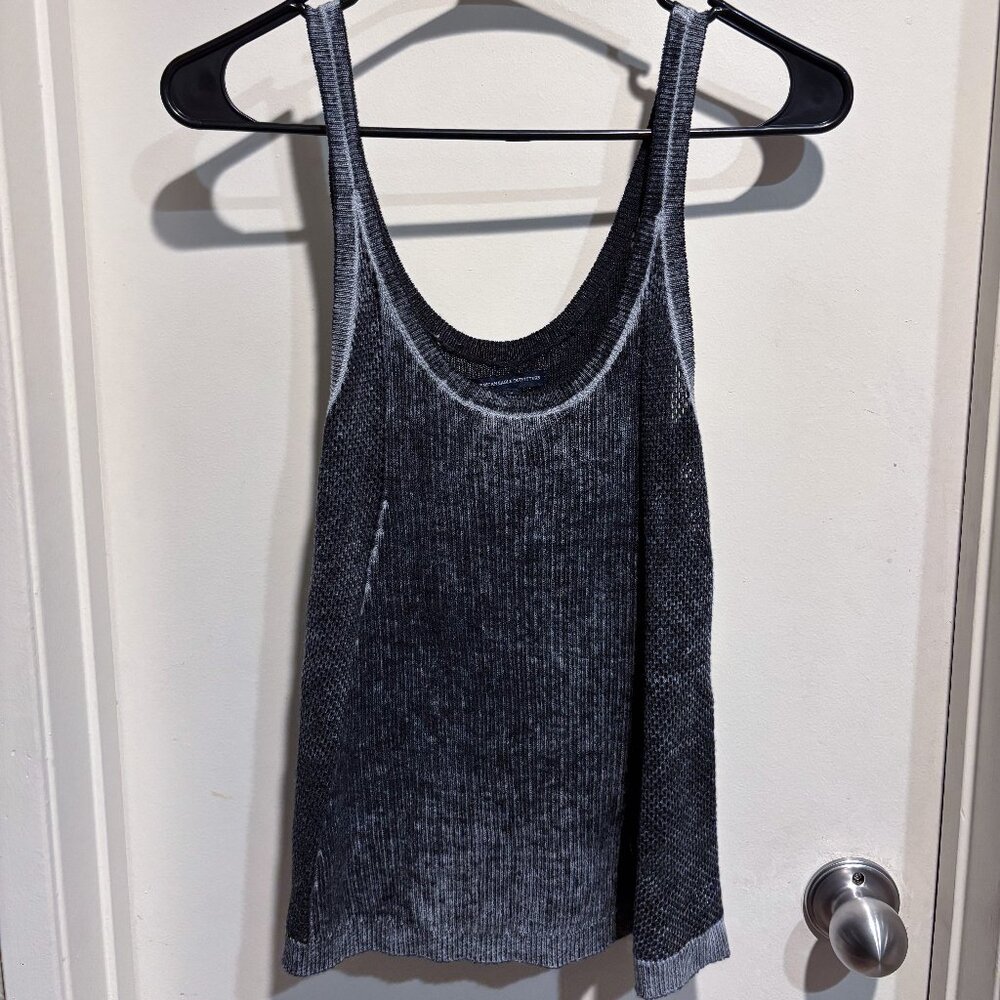American Eagle Grey Crochet Knit Tank Top